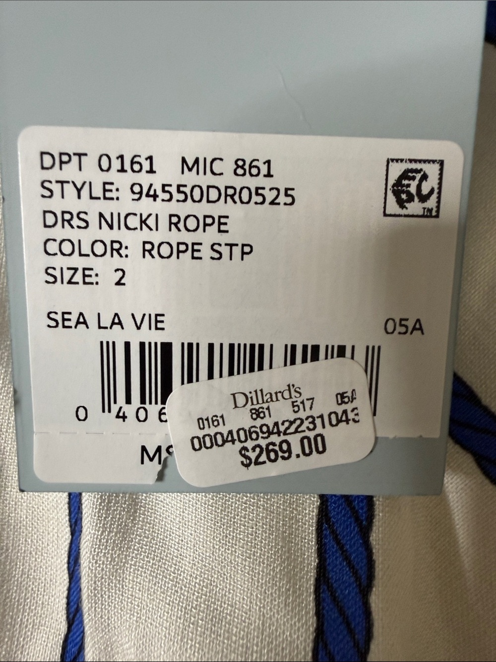 NWT ANTONIO MELANI White Dress with Blue Rope-Stripe and Front Knot XS - Picture 7 of 10
